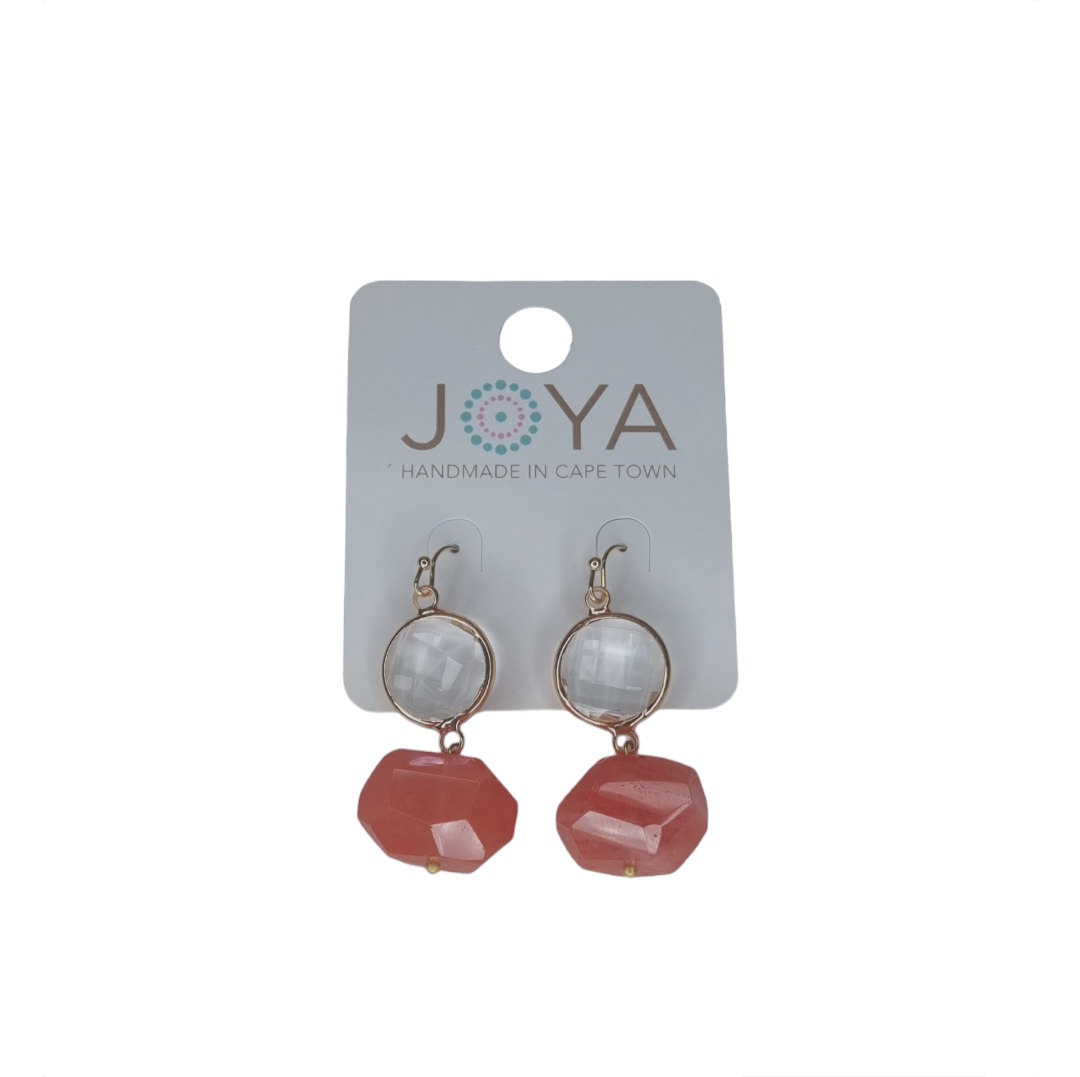 Coral/Wit Oorbelle Joya