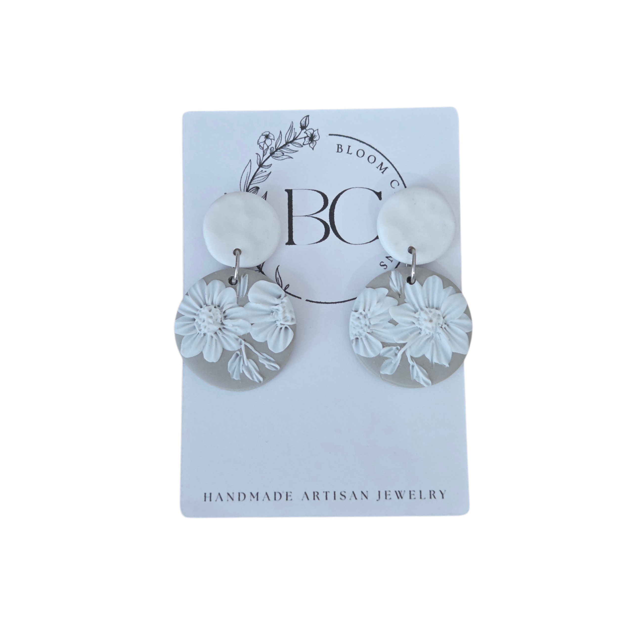 Bloom Oorbelle Grys/Wit