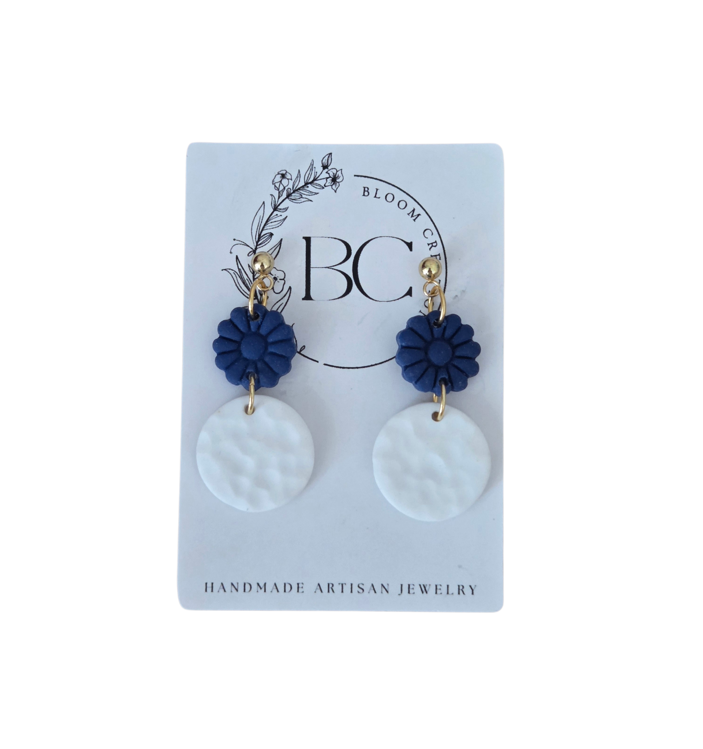 Bloom Oorbelle Blou/Wit